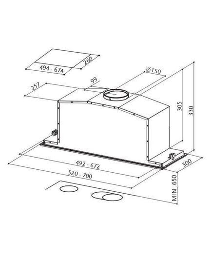 ВСТРАИВАЕМЫЕ ВЫТЯЖКИ FABER INCA LUX EV8 X/BK KL A70 ( 305.0621.948)