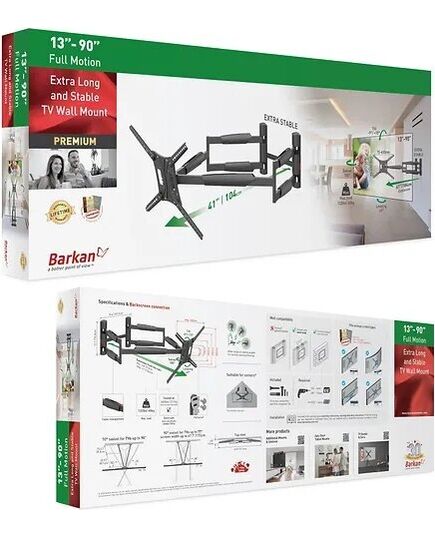 КРОНШТЕЙНЫ ДЛЯ ТЕЛЕВИЗОРА BARKAN BM466XP 13-65" TV, 4 LANKSTŲ, SIENINIS, PRAILGINTAS, JUODAS