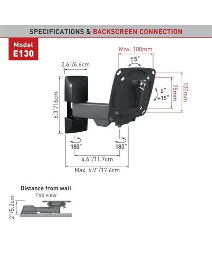 TELEVIZORU KRONŠTEINI BARKAN E130.B 13"-29" TV 3 LANKSTŲ, SIENINIS, JUODAS