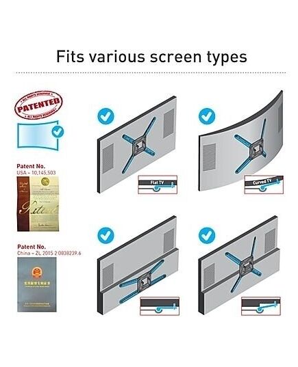 КРОНШТЕЙНЫ ДЛЯ ТЕЛЕВИЗОРА BARKAN BM464 13"-90" LYGIAM/LENKTAM TV, 4 LANKSTŲ, SIENINIS, JUODAS