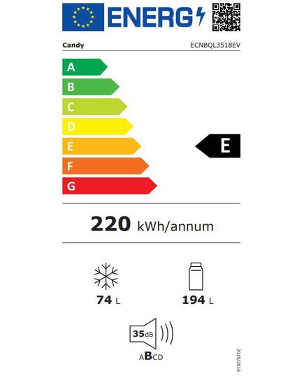 IEBŪVĒJAMIE LEDUSSKAPJI CANDY ECNBQL3518EV IEBŪVĒJAMS 177 CM