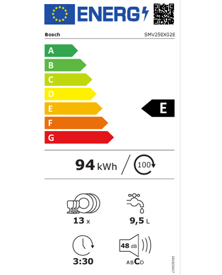 IEBŪVĒJAMĀS TRAUKU MAZGĀJAMĀS MAŠĪNAS BOSCH SMV25EX02E
