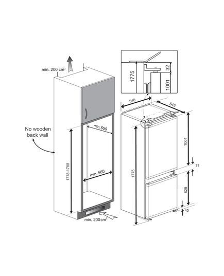 ВСТРАИВАЕМЫЕ ХОЛОДИЛЬНИКИ BEKO BCHA275K4SN 177.5CM