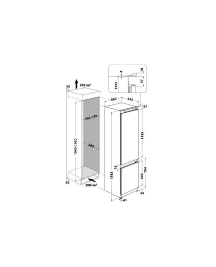 ВСТРАИВАЕМЫЕ ХОЛОДИЛЬНИКИ WHIRLPOOL WHC20D023B1SF 193.5CM
