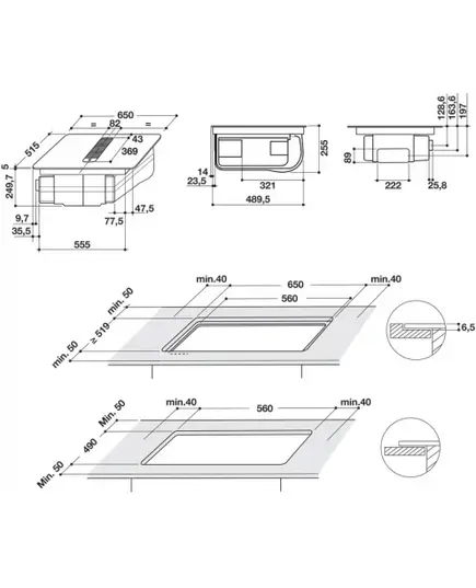 IEBŪVĒJAMĀS ELEKTRISKĀS PLĪTS VIRSMAS WHIRLPOOL WVH 1065B F KIT INDUKCIJAS AR IEBŪVĒTU TVAIKA NOSŪCĒJU!