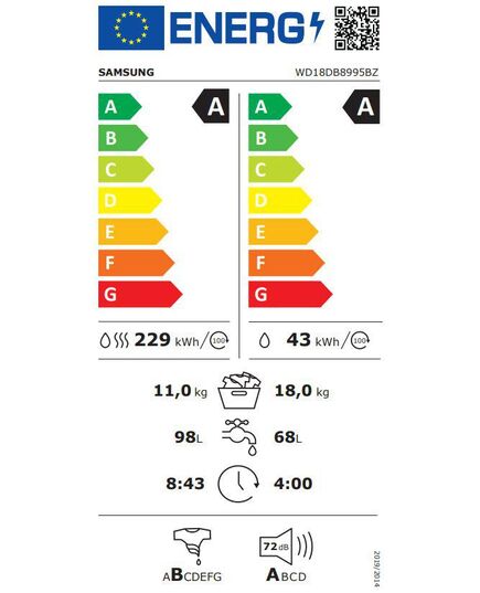 СТИРАЛЬНЫЕ МАШИНЫ С СУШКОЙ SAMSUNG WD18DB8995BZT2