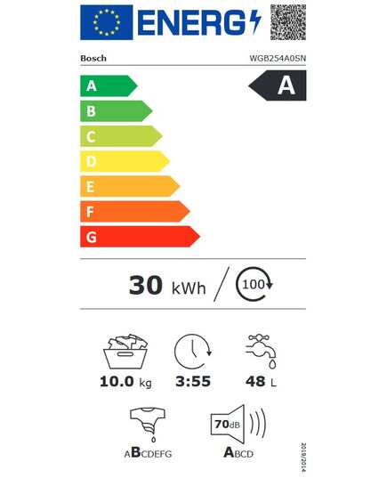 AR FRONTĀLO IELĀDI BOSCH WGB254A0SN 10KG 64.8CM