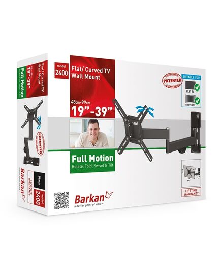 TELEVIZORU KRONŠTEINI BARKAN 2400.B 26"-39" LYGIAM/LENKTAM TV, 4 LANKSTŲ, SIENINIS, JUODAS