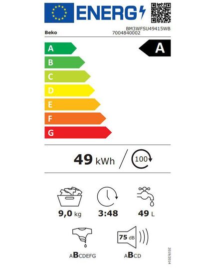 AR FRONTĀLO IELĀDI BEKO BM3WFSU49415WB AR FRONTĀLO IELĀDI BEKO BM3WFSU49415WB