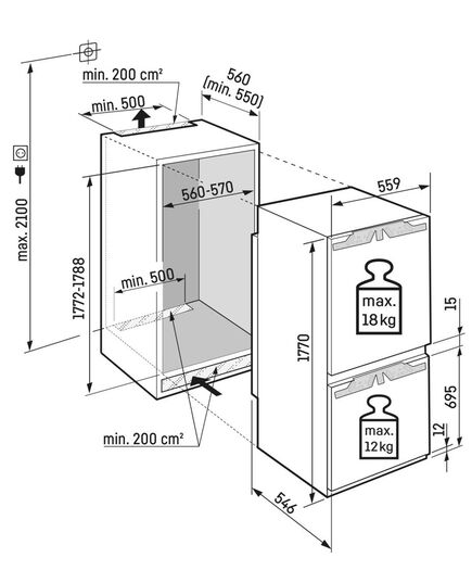 IEBŪVĒJAMIE LEDUSSKAPJI LIEBHERR ICBNCI5153 177CM NO FROST  IEBŪVĒJAMS!