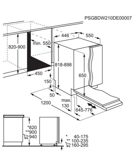 IEBŪVĒJAMĀS TRAUKU MAZGĀJAMĀS MAŠĪNAS AEG FSE73507P 45CM IEBŪVĒJAMA!