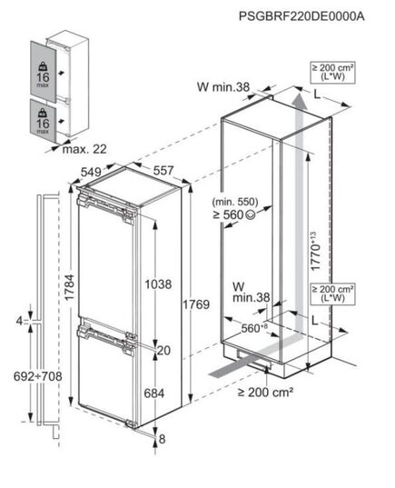 IEBŪVĒJAMIE LEDUSSKAPJI AEG TC6MS18FDF 176.9CM NO FROST IEBŪVĒJAMS!