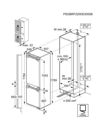 IEBŪVĒJAMIE LEDUSSKAPJI AEG TSC8M183DC 176.9CM NO FROST IEBŪVĒJAMS!
