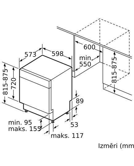 IEBŪVĒJAMĀS TRAUKU MAZGĀJAMĀS MAŠĪNAS BOSCH SMU6ZCW10E 60CM DAĻĒJI IEBŪVĒJAMA!(PABŪVĒJAMA)