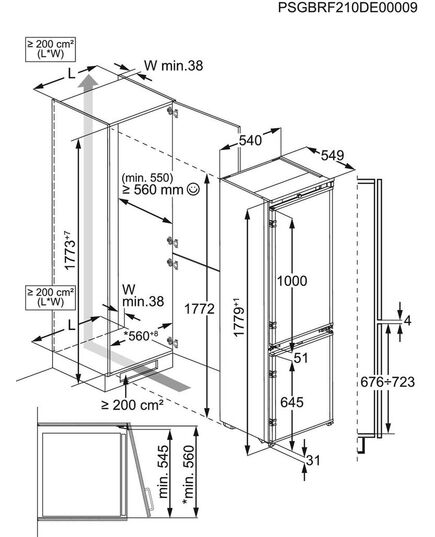 IEBŪVĒJAMIE LEDUSSKAPJI ELECTROLUX E8MNCD18S 177.2CM NO FROST  IEBŪVĒJAMS!