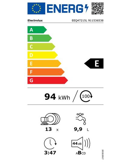 IEBŪVĒJAMĀS TRAUKU MAZGĀJAMĀS MAŠĪNAS ELECTROLUX EEQ47215L 60CM IEBŪVĒJAMA!