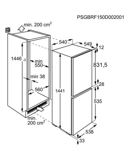 IEBŪVĒJAMIE LEDUSSKAPJI ELECTROLUX LNS5LD14S 144CM  IEBŪVĒJAMS!