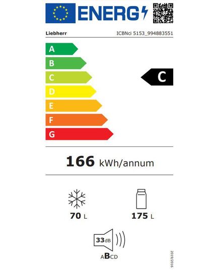 IEBŪVĒJAMIE LEDUSSKAPJI LIEBHERR ICBNCI5153 177CM NO FROST  IEBŪVĒJAMS!