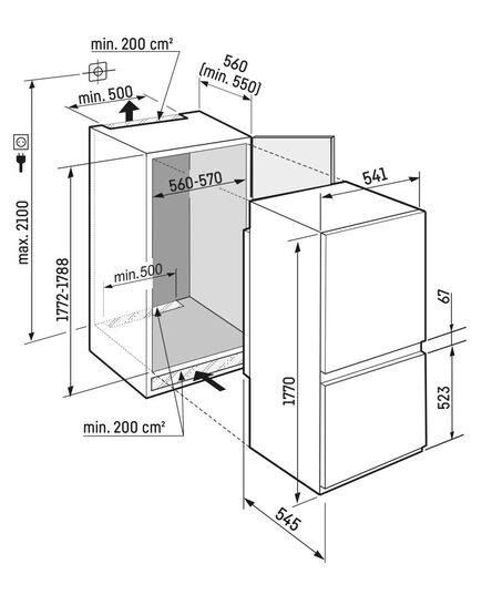 IEBŪVĒJAMIE LEDUSSKAPJI LIEBHERR ICSD5102 177CM IEBŪVĒJAMS!