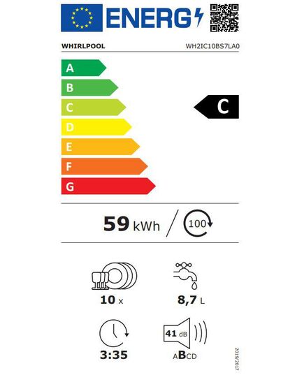 IEBŪVĒJAMĀS TRAUKU MAZGĀJAMĀS MAŠĪNAS WHIRLPOOL WH2IC10BS7LA0 45CM IEBŪVĒJAMA!