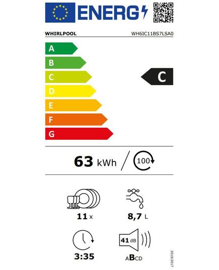 IEBŪVĒJAMĀS TRAUKU MAZGĀJAMĀS MAŠĪNAS WHIRLPOOL WH6IC11BS7LSA0 45CM IEBŪVĒJAMA!