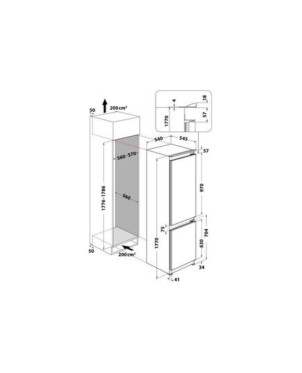 IEBŪVĒJAMIE LEDUSSKAPJI WHIRLPOOL WHC18D011C1SF 177CM IEBŪVĒJAMS!