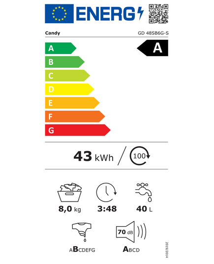 AR FRONTĀLO IELĀDI CANDY GD48SB6GS 8KG 48CM