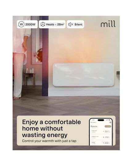 SILDĪTĀJI AR GAISU,SILDELEMENTU MILL INVISIBLE SMART WIFI SILDĪTĀJS PA2000WIFI4