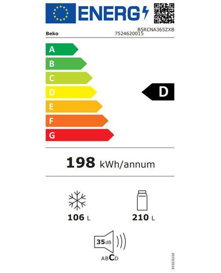 LEDUSSKAPJI BEKO B5RCNA365ZXB 187CM NO FROST