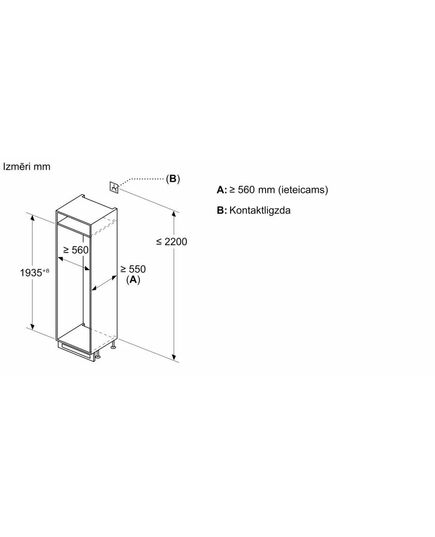 IEBŪVĒJAMIE LEDUSSKAPJI BOSCH KIN96NSE0 193.5CM NO FROST 290L IEBŪVĒJAMS!