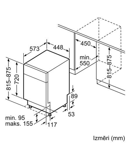 ВСТРАИВАЕМЫЕ ПОСУДОМОЕЧНЫЕ МАШИНЫ BOSCH SPU6ZMW02S 45CM (PABŪVĒJAMA)ЧАСТИЧНО ВСТРАИВАЕМАЯ!