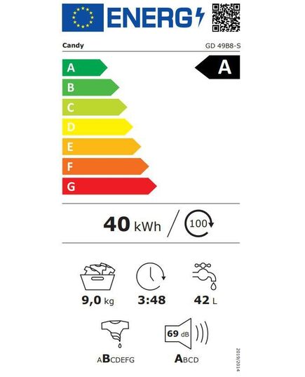 VEĻAS MAŠĪNAS CANDY GD49B8S 9KG 60CM