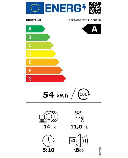 IEBŪVĒJAMĀS TRAUKU MAZGĀJAMĀS MAŠĪNAS ELECTROLUX EEC87600W 60CM IEBŪVĒJAMA!