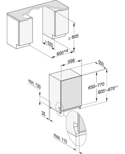 IEBŪVĒJAMĀS TRAUKU MAZGĀJAMĀS MAŠĪNAS MIELE G 7650 SCVI OBSW (12440370) 60CM IEBŪVĒJAMA!