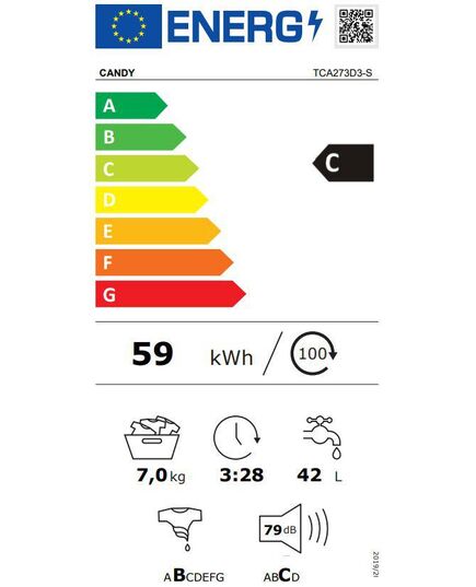 AR VERTIKĀLO IELĀDI CANDY TCA273D3-S 7KG , 41CM