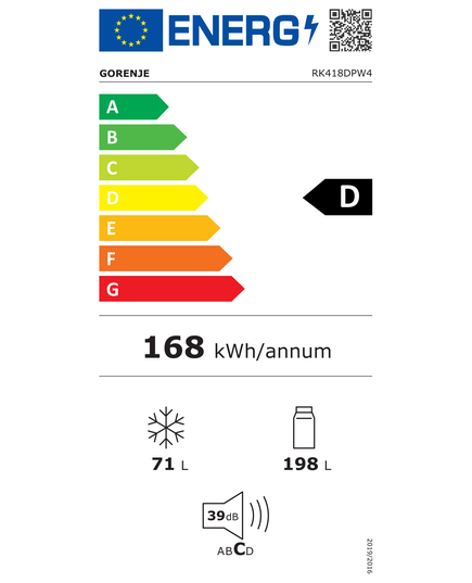 LEDUSSKAPJI GORENJE RK418DPW4 180 CM