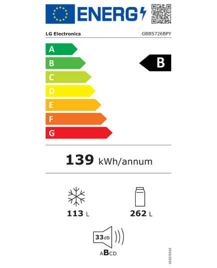LEDUSSKAPJI LG GBBS726BPY 203CM NO FROST